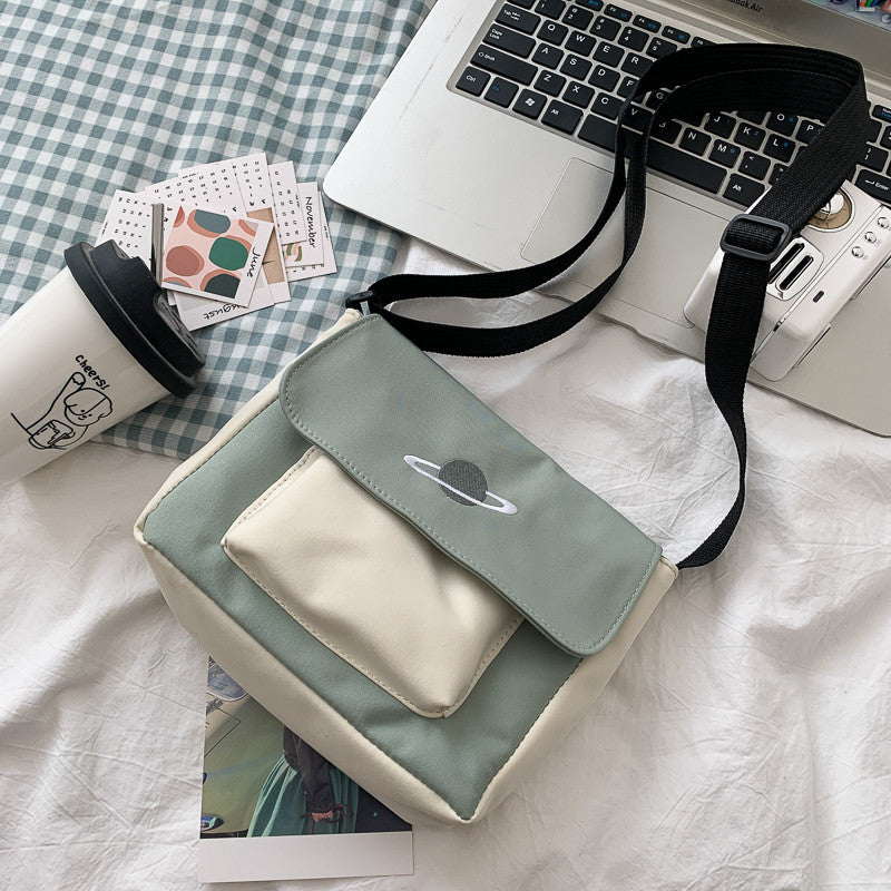 Canvas Handbag Mini Student Bag Simple Crossbody Bags Casual Lady Flap Shoulder Bag
