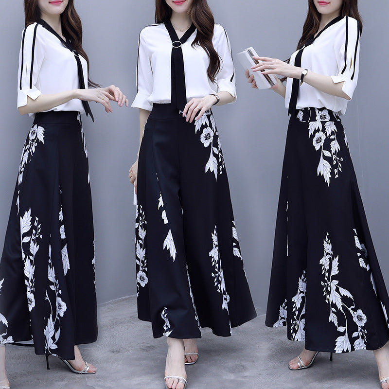 High waist long hakama fashionable suit women