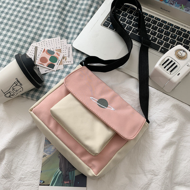 Canvas Handbag Mini Student Bag Simple Crossbody Bags Casual Lady Flap Shoulder Bag