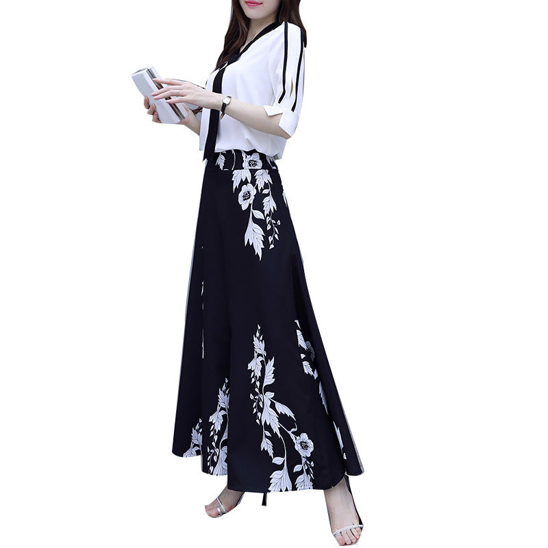 High waist long hakama fashionable suit women