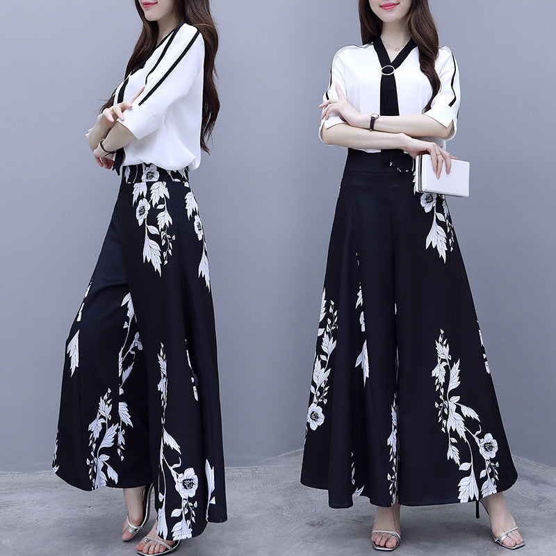 High waist long hakama fashionable suit women