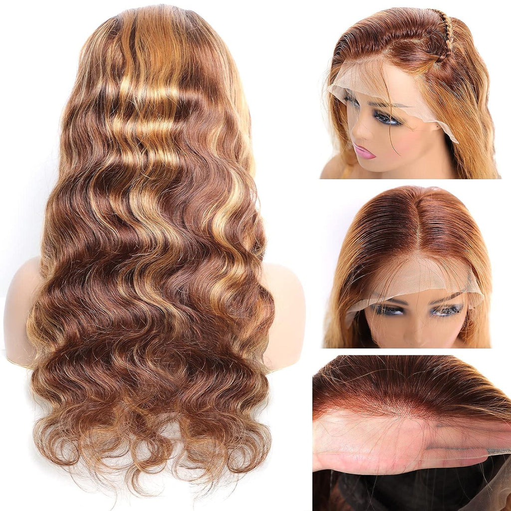 P4 27 13x4 Lace Front Wig Human Hair Body Wave Density