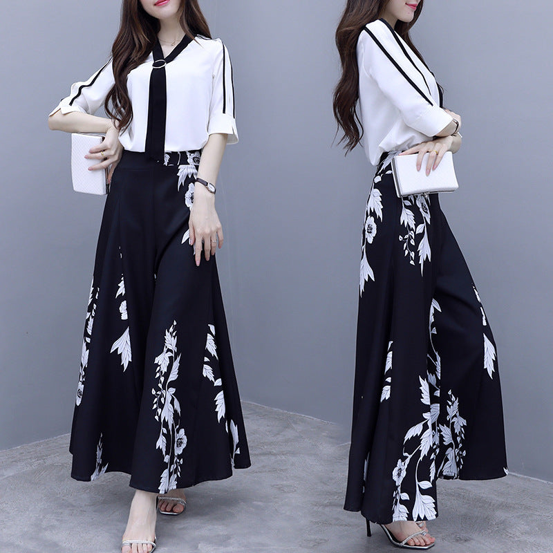 High waist long hakama fashionable suit women