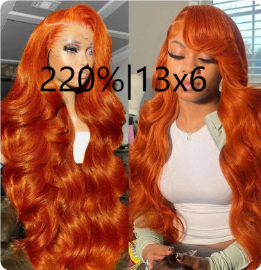 Long Curly Hair Fluffy Curly Hair  Orange Big Wave Real Hair Headband For Women