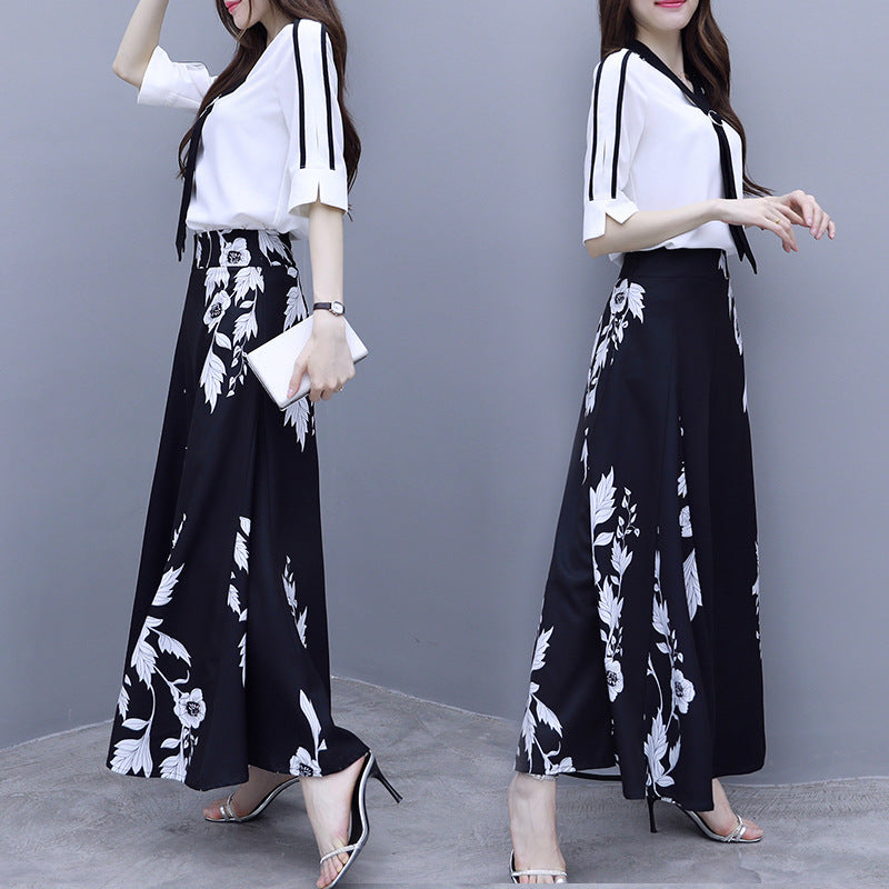 High waist long hakama fashionable suit women