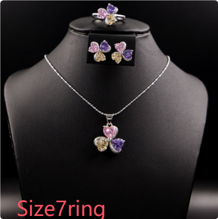 Clover Zircon Diamond Jewellery Set Women