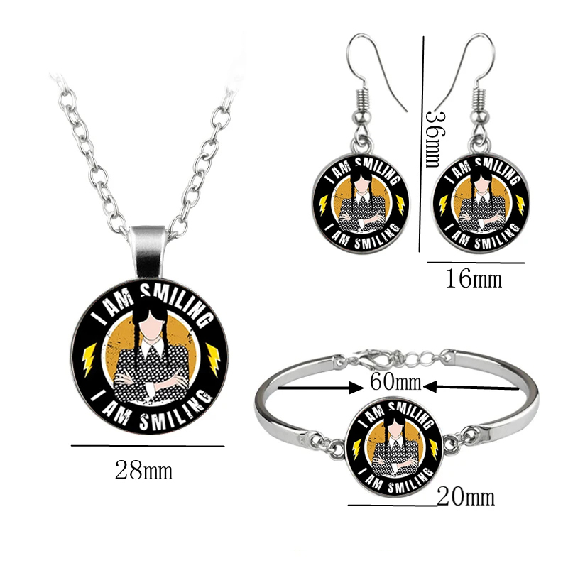 New Wednesday Glass Jewelry Sets For Women Girls Handmade Trendy Necklaces Bracelets Earrings Party Gift