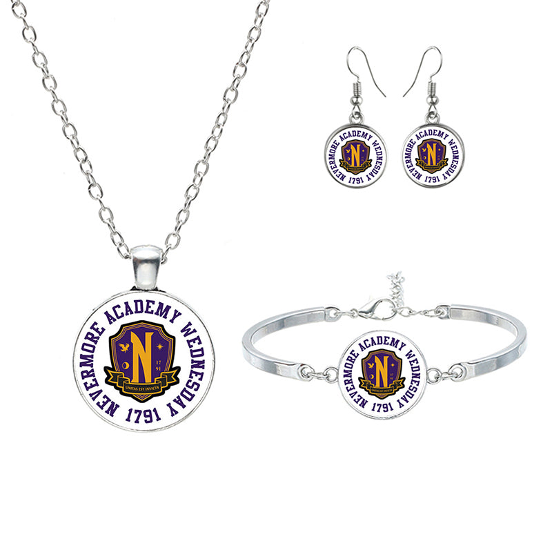 New Wednesday Glass Jewelry Sets For Women Girls Handmade Trendy Necklaces Bracelets Earrings Party Gift