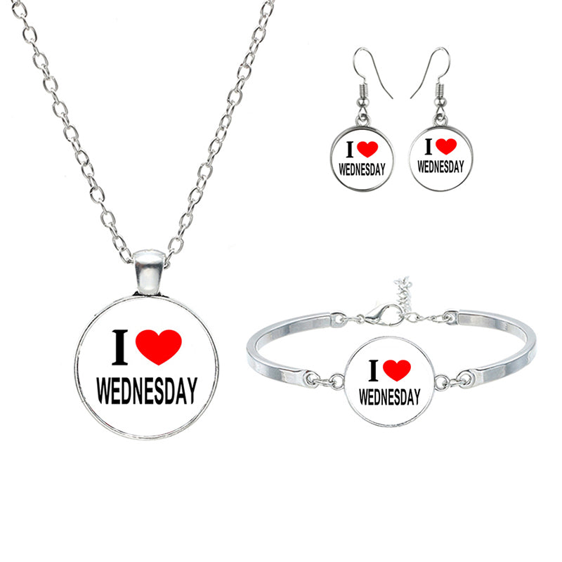 New Wednesday Glass Jewelry Sets For Women Girls Handmade Trendy Necklaces Bracelets Earrings Party Gift