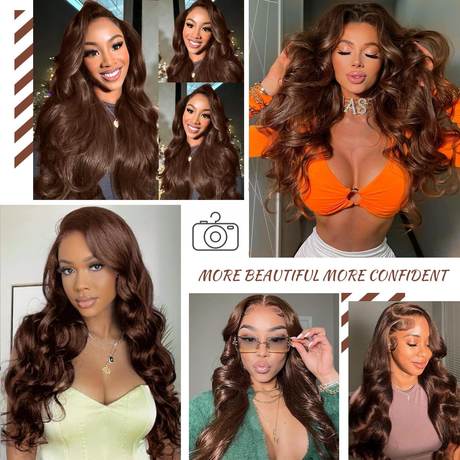 13x4 Lace Frontal Human Hair Wig Brown Body Wave Density