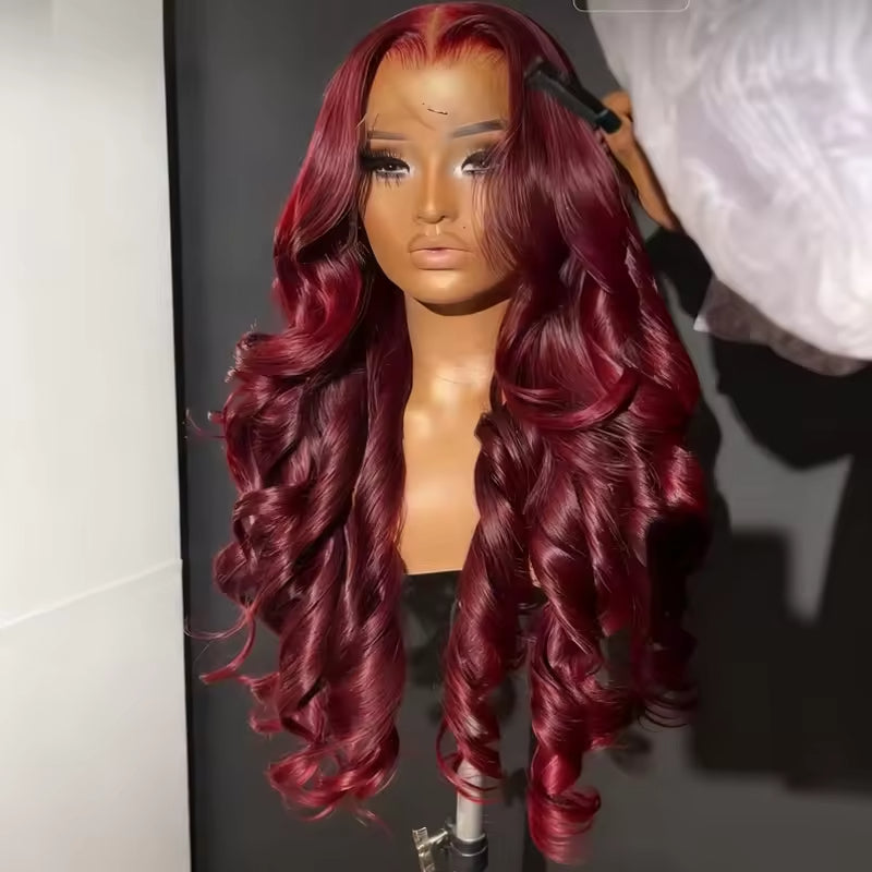 Body Wave Human Hair Wig 13x4 HD Burgundy Lace Front Wig Human Hair With Aligned Cuticle Brazilian Wig