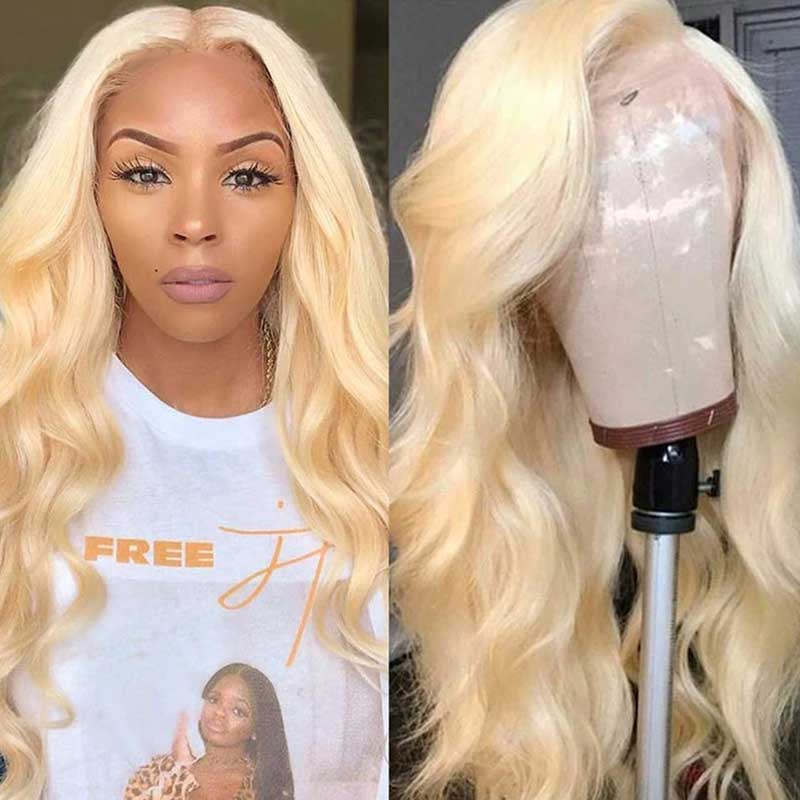 13x4 Lace Front Human Hair Wigs 613 Body Wave Density