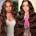 13x4 Lace Frontal Human Hair Wig Brown Body Wave Density