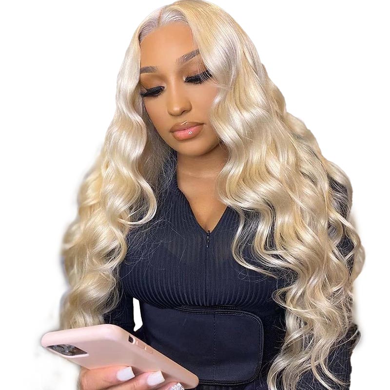 13x4 Lace Front Human Hair Wigs 613 Body Wave Density
