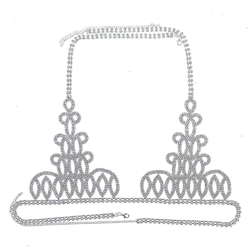 Rhinestone Body Chain Creative Bra Panty Body Chain Set