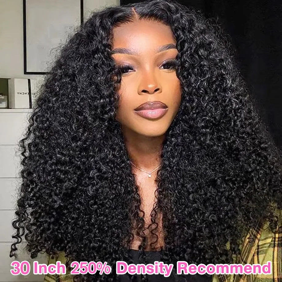 Kinky Curly Lace Frontal Wig Wear Go Glueless Wig Afro Curly Human Hair Wigs 7x5 HD Transparent Lace Closure Wig