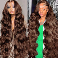 Chocolate Brown 13x4 Lace Front Wig Human Hair Color 4 Body Wave Density